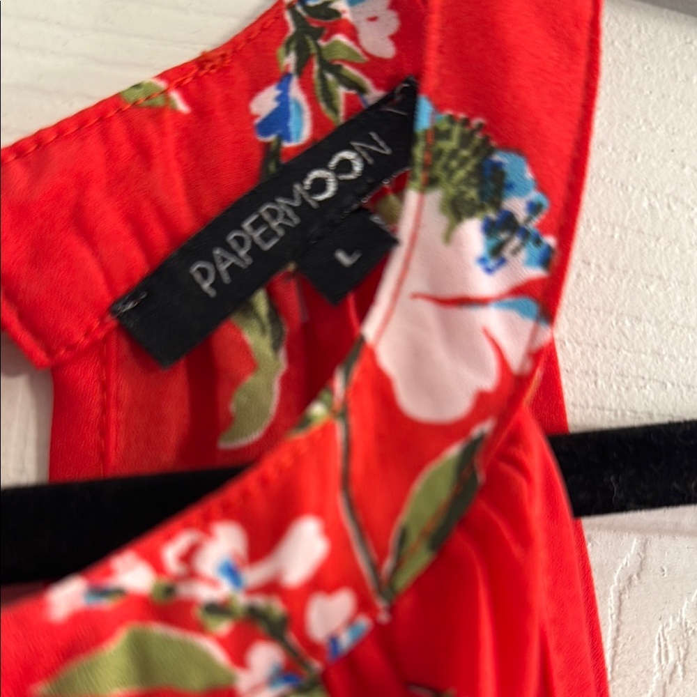 Paper moon Floral Redish/Pink Women's Top - Size L - Picture 2 of 4